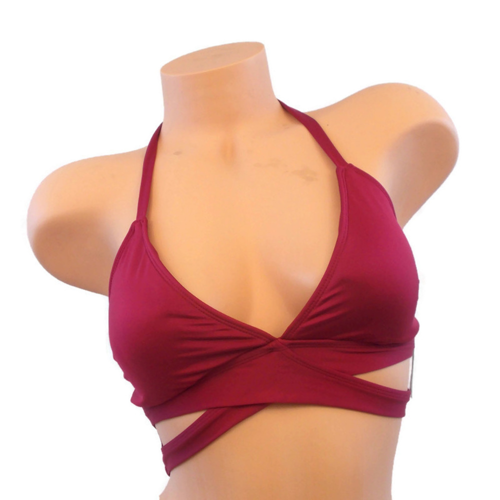 MOSSIMO Faux Wrap Halter Tie Bikini Top RED XL NWT - Picture 5 of 6